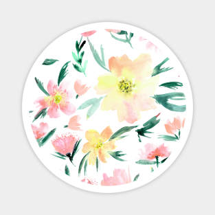 Blush pink flowers - watercolor floral Magnet